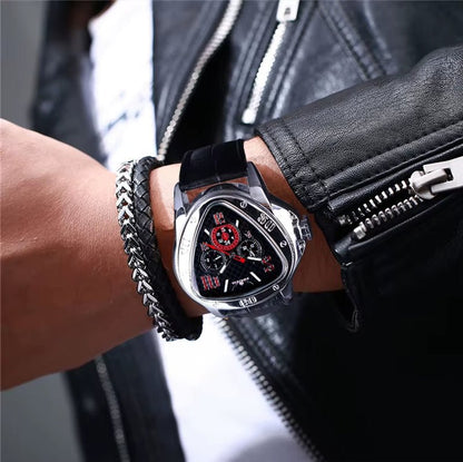 JARAGAR GMT951 Sport Racing Design Geometric Triangle Pilot Genuine Leather Men Mechanical Watch Luxury Automatic Wristwatches - MCROONS.COM