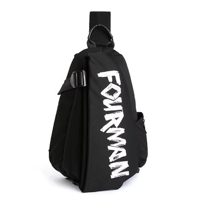 Korean Unisex Crossbody Bags Chest Bags Black White Bags Custom Single Shoulder Waterproof Polyester Fashionable Unisex Handbags - MCROONS.COM