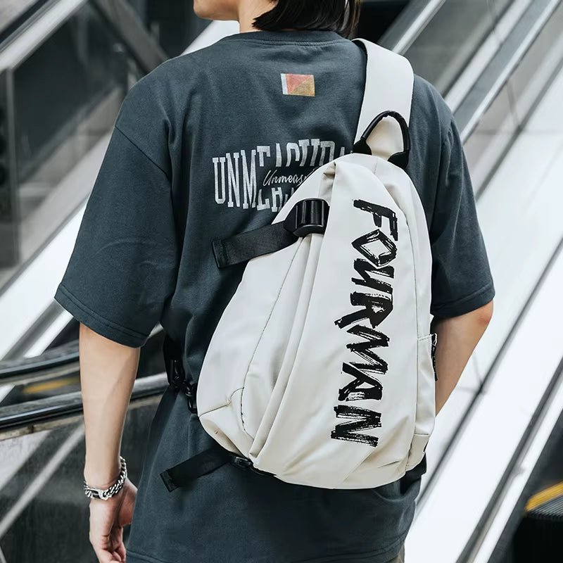 Korean Unisex Crossbody Bags Chest Bags Black White Bags Custom Single Shoulder Waterproof Polyester Fashionable Unisex Handbags - MCROONS.COM