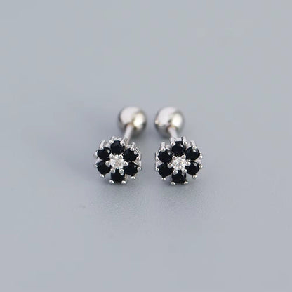 KR Colored Zircon Earrings S925 Sterling Silver Ins Style Flower Inlaid Diamond Screws Earrings Wholesale - MCROONS.COM