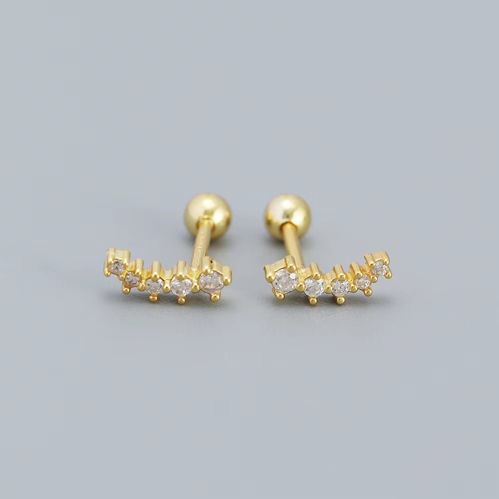 KR Colored Zircon Earrings S925 Sterling Silver Ins Style Flower Inlaid Diamond Screws Earrings Wholesale - MCROONS.COM