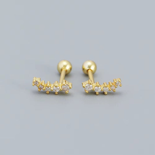 KR Colored Zircon Earrings S925 Sterling Silver Ins Style Flower Inlaid Diamond Screws Earrings Wholesale - MCROONS.COM
