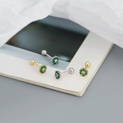 KR Colored Zircon Earrings S925 Sterling Silver Ins Style Flower Inlaid Diamond Screws Earrings Wholesale - MCROONS.COM