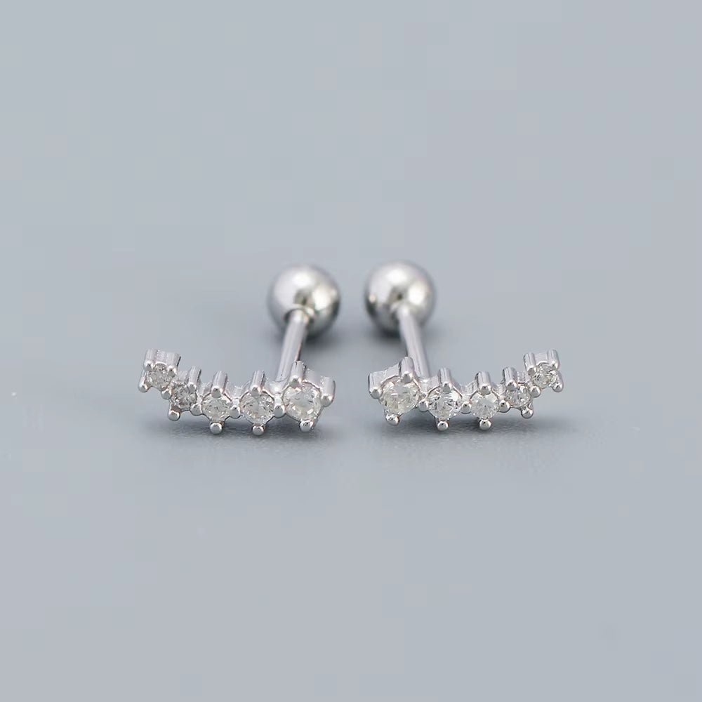 KR Colored Zircon Earrings S925 Sterling Silver Ins Style Flower Inlaid Diamond Screws Earrings Wholesale - MCROONS.COM