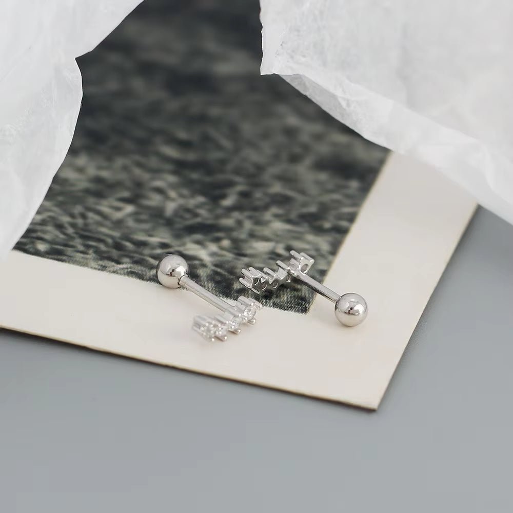 KR Colored Zircon Earrings S925 Sterling Silver Ins Style Flower Inlaid Diamond Screws Earrings Wholesale - MCROONS.COM