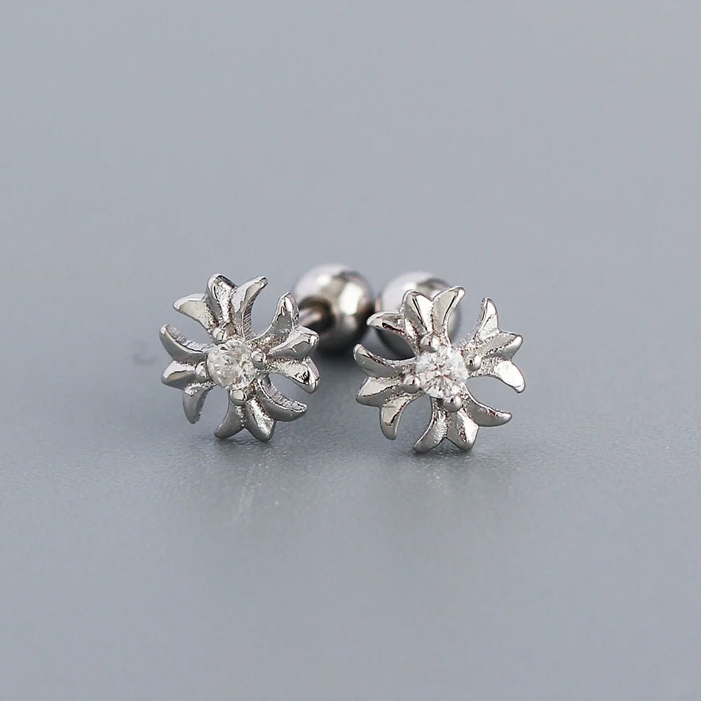 KR Europe and America S925 Silver Ear Bone Nails Ins Cross Screws Earrings Sleep without Removing Earrings Wholesale for Women - MCROONS.COM