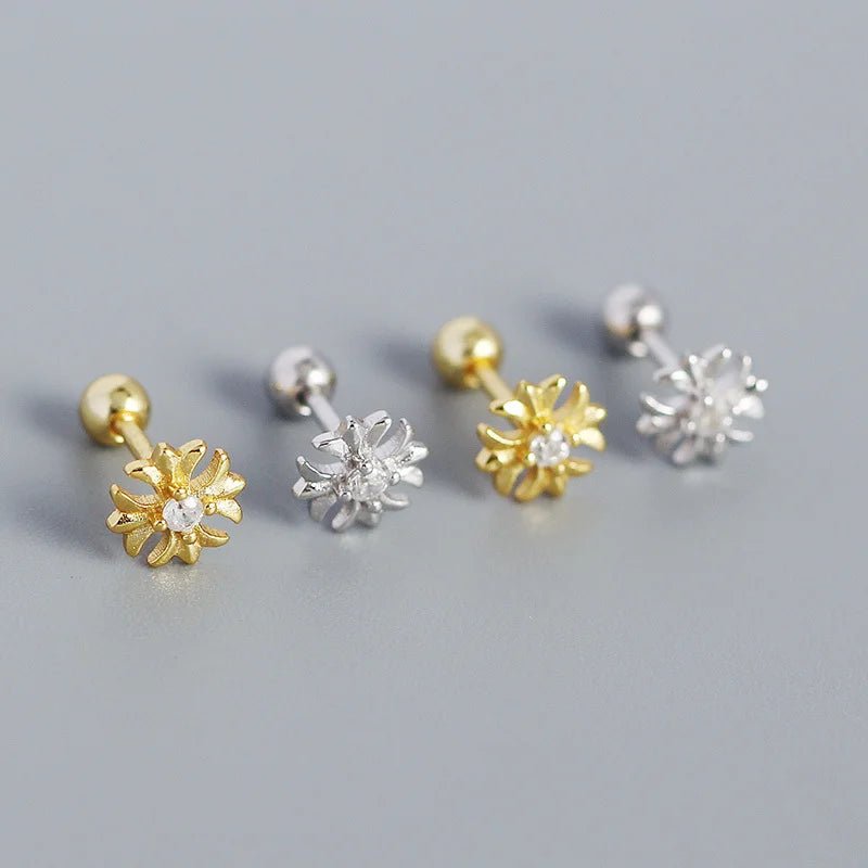 KR Europe and America S925 Silver Ear Bone Nails Ins Cross Screws Earrings Sleep without Removing Earrings Wholesale for Women - MCROONS.COM