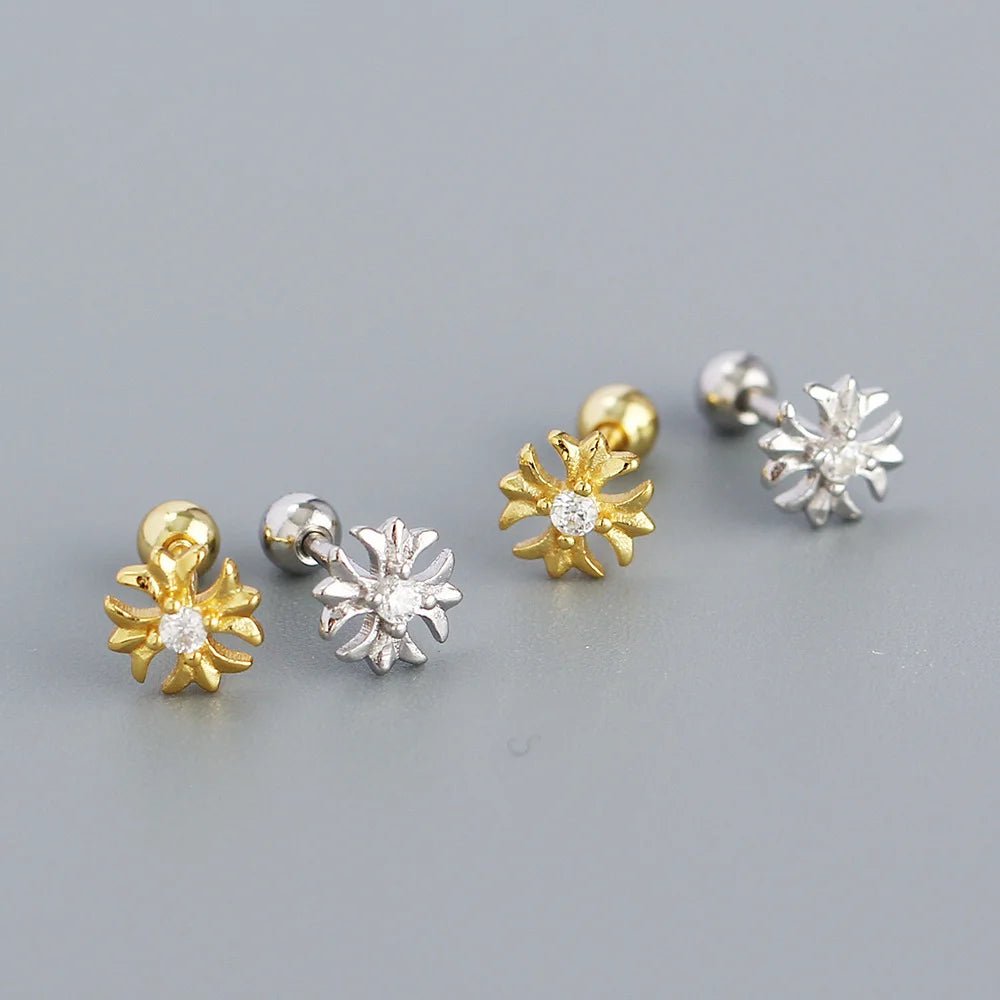 KR Europe and America S925 Silver Ear Bone Nails Ins Cross Screws Earrings Sleep without Removing Earrings Wholesale for Women - MCROONS.COM