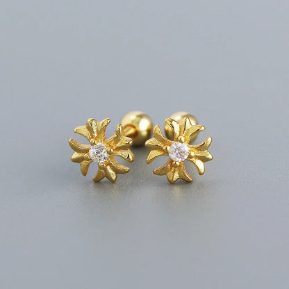 KR Europe and America S925 Silver Ear Bone Nails Ins Cross Screws Earrings Sleep without Removing Earrings Wholesale for Women - MCROONS.COM