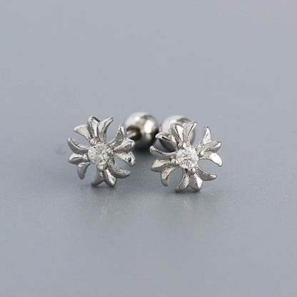 KR Europe and America S925 Silver Ear Bone Nails Ins Cross Screws Earrings Sleep without Removing Earrings Wholesale for Women - MCROONS.COM