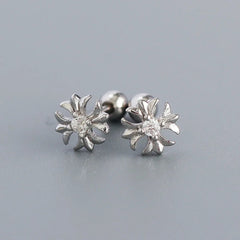 KR S925 Silver Instagram Flower Set Diamond Mini Screw Ear Studs Earbone Studs Sweet Earrings