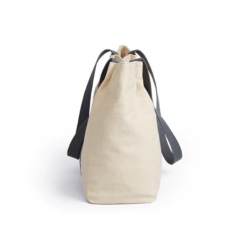 Latest Sustainable Tote Bag Cotton Canvas Shopping Bag Ladies Casual Durable Commute Shoulder Bag - MCROONS.COM