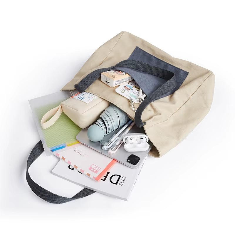 Latest Sustainable Tote Bag Cotton Canvas Shopping Bag Ladies Casual Durable Commute Shoulder Bag - MCROONS.COM