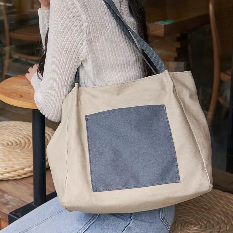Latest Sustainable Tote Bag Cotton Canvas Shopping Bag Ladies Casual Durable Commute Shoulder Bag - MCROONS.COM