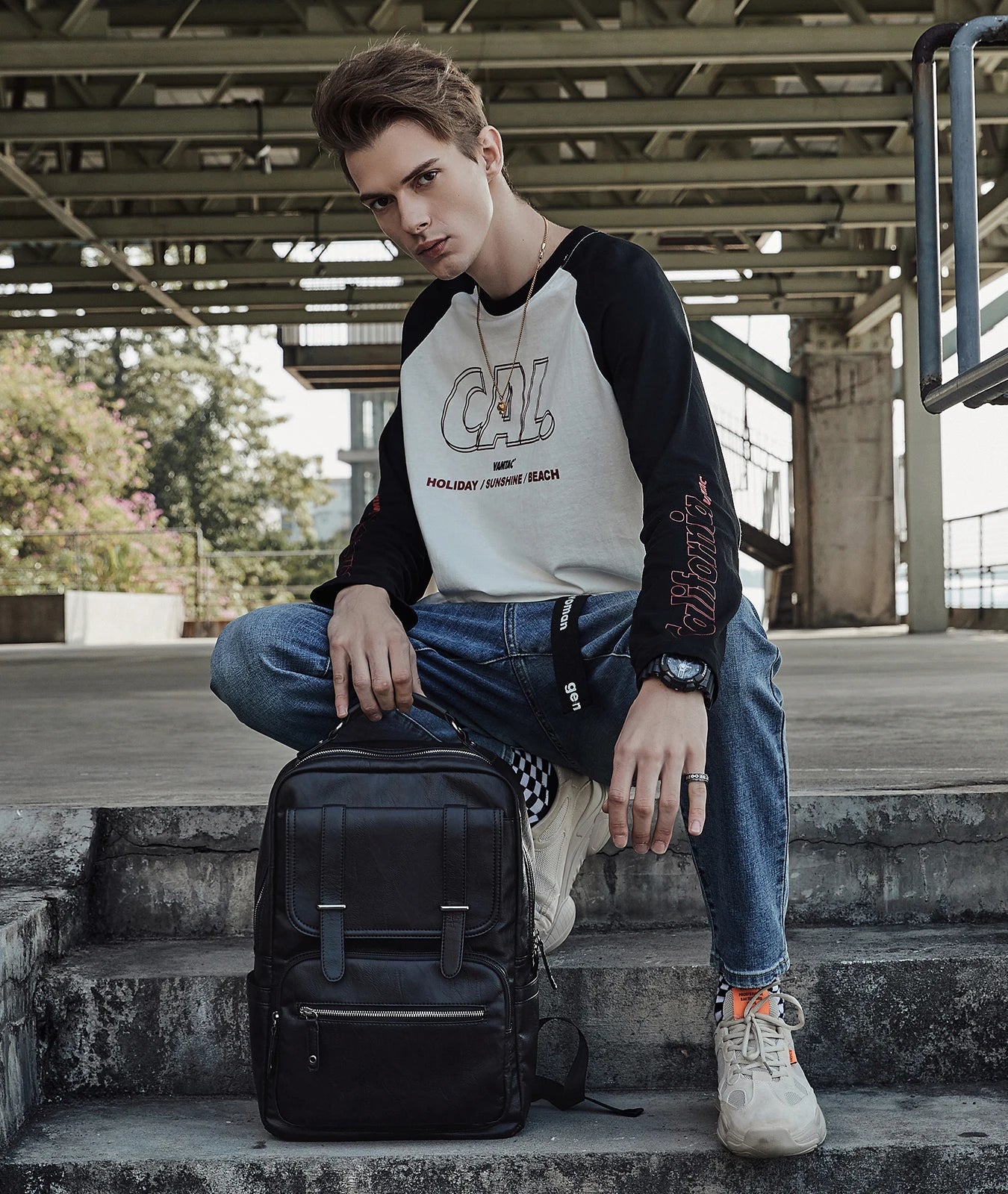 Leather PU Backpack Men Mochila Laptop Backpack School Travel Leather Backpack - MCROONS.COM