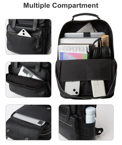 Leather PU Backpack Men Mochila Laptop Backpack School Travel Leather Backpack - MCROONS.COM