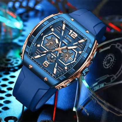 LIGE 89108 Business Wristwatch Waterproof Sport Men'S Watch Casual Silicone Date Quartz Wrist Watches for Men Relogio Masculino - MCROONS.COM