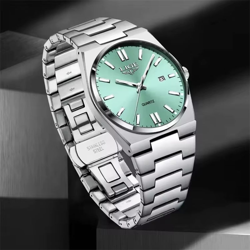 LIGE 89153 Watch for Man 3Atm Waterproof Luminous Date Week Stainless Steel Wristwatches Casual Quartz Men'S Watches Male Clock - MCROONS.COM