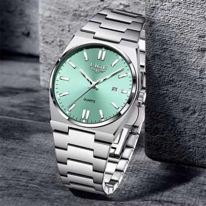 LIGE 89153 Watch for Man 3Atm Waterproof Luminous Date Week Stainless Steel Wristwatches Casual Quartz Men'S Watches Male Clock - MCROONS.COM