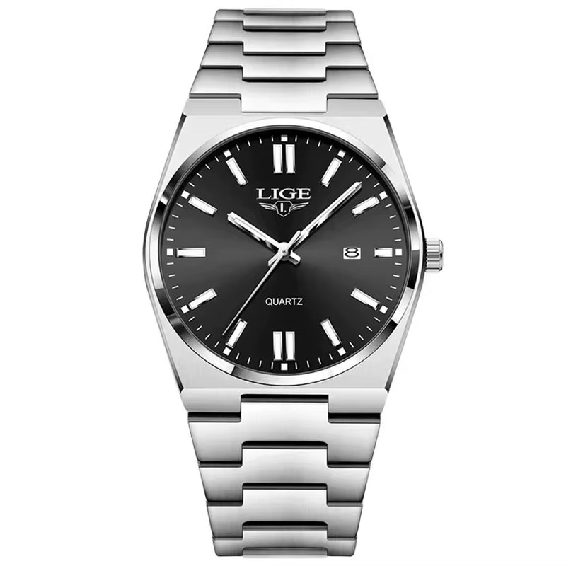 LIGE 89153 Watch for Man 3Atm Waterproof Luminous Date Week Stainless Steel Wristwatches Casual Quartz Men'S Watches Male Clock - MCROONS.COM