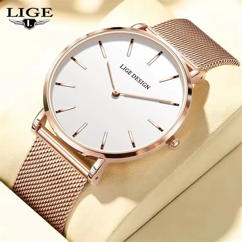 LIGE 89191 Elegant Women Watches Fashion Simple Ladies Quartz Clock Lady Wristwatch Waterproof Ultra - Thin Watch Relogio Feminino - MCROONS.COM