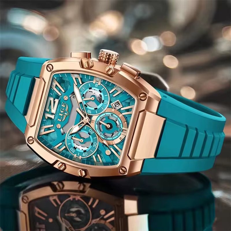 LIGE 89206 Men Wristwatches Creative Rectangle Watch for Man Sports Chronograph Luminous Date Clock Top Brand Hollow Watch Men - MCROONS.COM