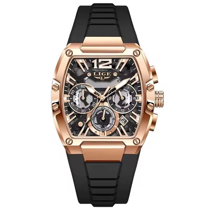 LIGE 89206 Men Wristwatches Creative Rectangle Watch for Man Sports Chronograph Luminous Date Clock Top Brand Hollow Watch Men - MCROONS.COM