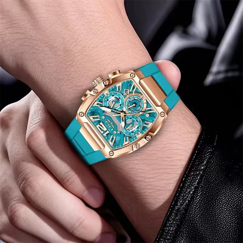 LIGE 89206 Men Wristwatches Creative Rectangle Watch for Man Sports Chronograph Luminous Date Clock Top Brand Hollow Watch Men - MCROONS.COM