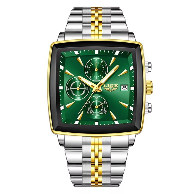 LIGE 89208 2025 Fashion Square Mens Watch Business Watches Men Waterproof Luminous Chronograph Quartz Wristwatches Reloj Hombre - MCROONS.COM