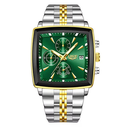 LIGE 89208 2025 Fashion Square Mens Watch Business Watches Men Waterproof Luminous Chronograph Quartz Wristwatches Reloj Hombre - MCROONS.COM
