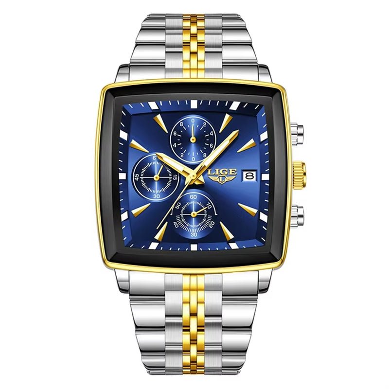 LIGE 89208 2025 Fashion Square Mens Watch Business Watches Men Waterproof Luminous Chronograph Quartz Wristwatches Reloj Hombre - MCROONS.COM