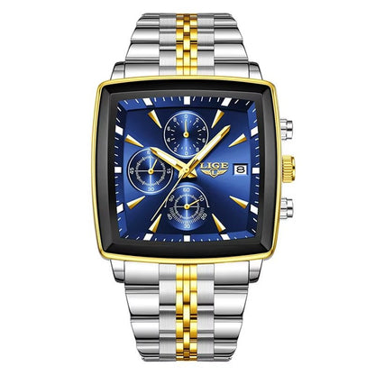 LIGE 89208 2025 Fashion Square Mens Watch Business Watches Men Waterproof Luminous Chronograph Quartz Wristwatches Reloj Hombre - MCROONS.COM