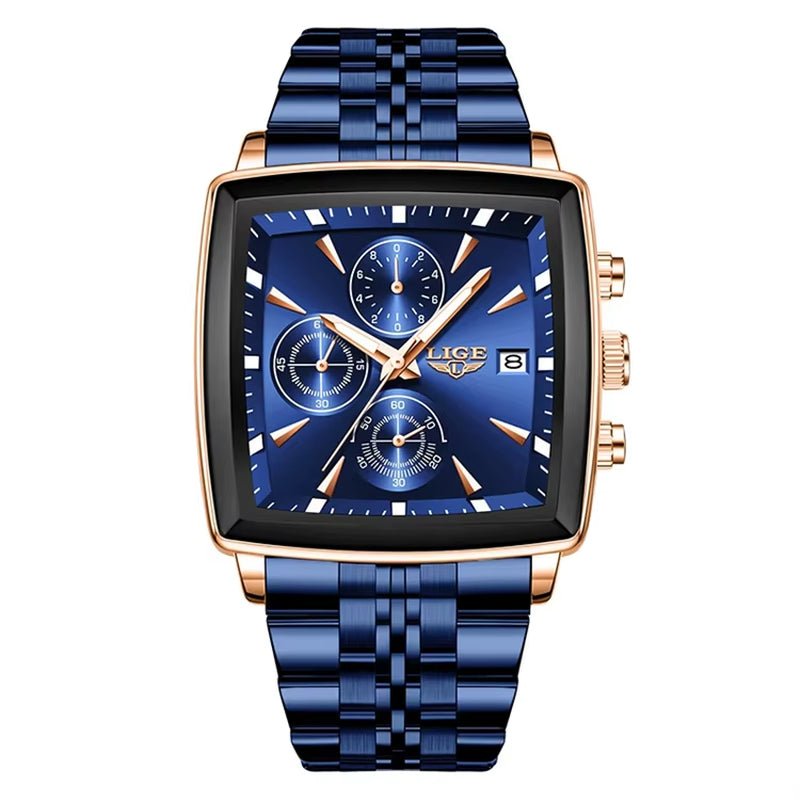 LIGE 89208 2025 Fashion Square Mens Watch Business Watches Men Waterproof Luminous Chronograph Quartz Wristwatches Reloj Hombre - MCROONS.COM
