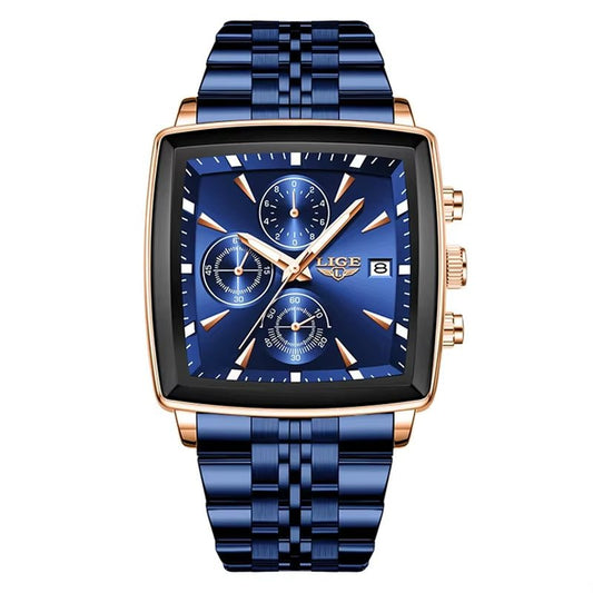 LIGE 89208 2025 Fashion Square Mens Watch Business Watches Men Waterproof Luminous Chronograph Quartz Wristwatches Reloj Hombre - MCROONS.COM
