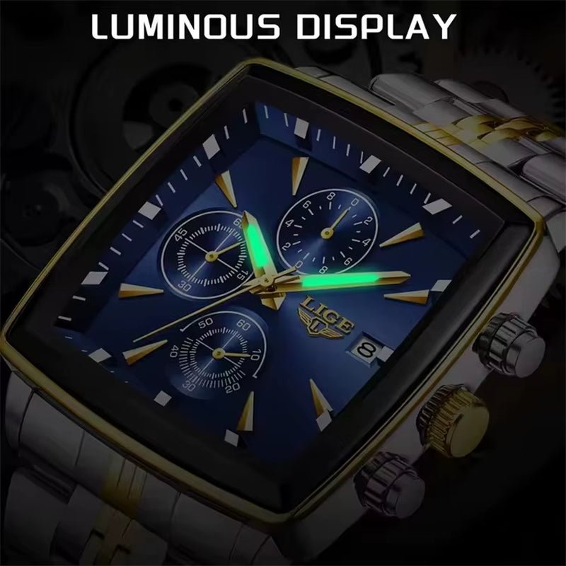 LIGE 89208 2025 Fashion Square Mens Watch Business Watches Men Waterproof Luminous Chronograph Quartz Wristwatches Reloj Hombre - MCROONS.COM