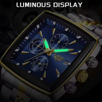 LIGE 89208 2025 Fashion Square Mens Watch Business Watches Men Waterproof Luminous Chronograph Quartz Wristwatches Reloj Hombre - MCROONS.COM