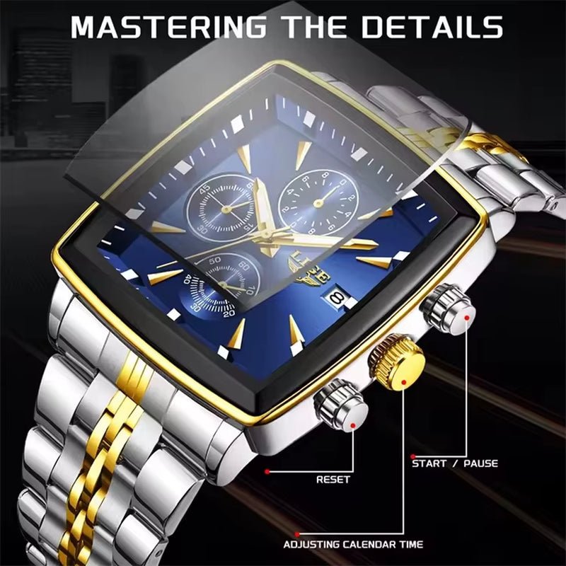 LIGE 89208 2025 Fashion Square Mens Watch Business Watches Men Waterproof Luminous Chronograph Quartz Wristwatches Reloj Hombre - MCROONS.COM