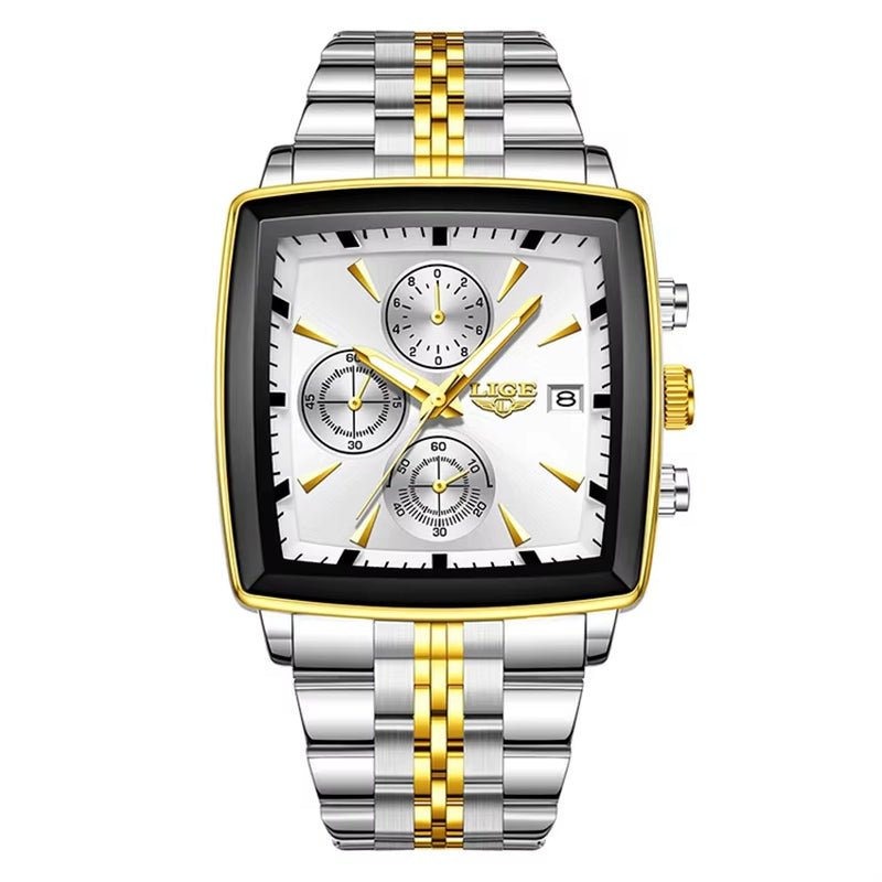 LIGE 89208 2025 Fashion Square Mens Watch Business Watches Men Waterproof Luminous Chronograph Quartz Wristwatches Reloj Hombre - MCROONS.COM