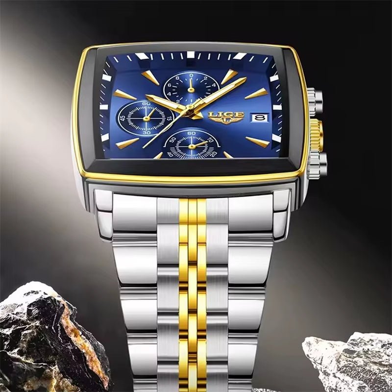 LIGE 89208 2025 Fashion Square Mens Watch Business Watches Men Waterproof Luminous Chronograph Quartz Wristwatches Reloj Hombre - MCROONS.COM