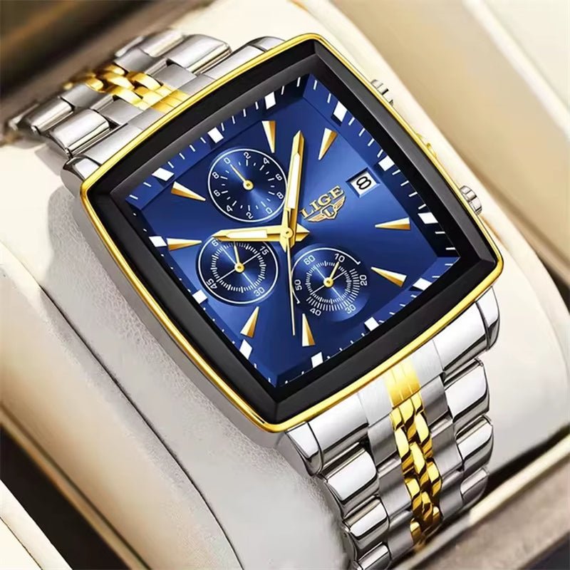 LIGE 89208 2025 Fashion Square Mens Watch Business Watches Men Waterproof Luminous Chronograph Quartz Wristwatches Reloj Hombre - MCROONS.COM