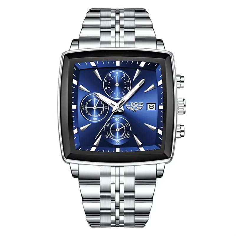 LIGE 89208 2025 Fashion Square Mens Watch Business Watches Men Waterproof Luminous Chronograph Quartz Wristwatches Reloj Hombre - MCROONS.COM