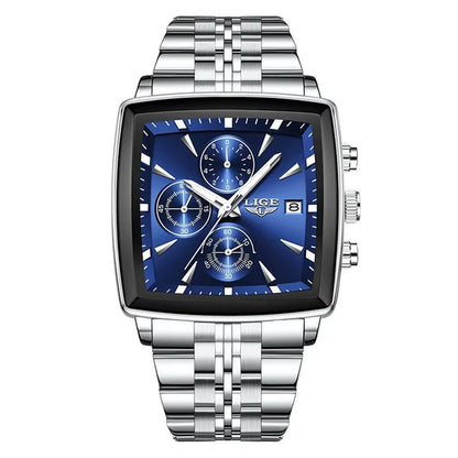LIGE 89208 2025 Fashion Square Mens Watch Business Watches Men Waterproof Luminous Chronograph Quartz Wristwatches Reloj Hombre - MCROONS.COM