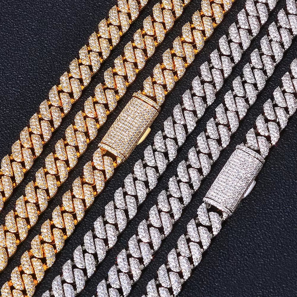 Luxury 3 Rows Cuban Chain 10Mm Width Flip Buckle Design Full Iced Out Zircon Hip Hop Fine Jewelry - MCROONS.COM