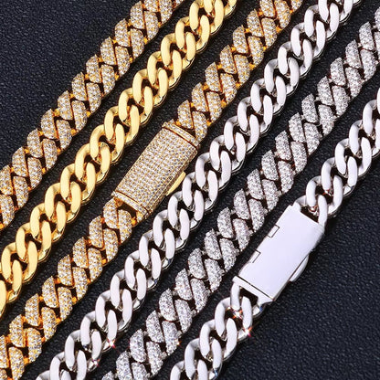 Luxury 3 Rows Cuban Chain 10Mm Width Flip Buckle Design Full Iced Out Zircon Hip Hop Fine Jewelry - MCROONS.COM