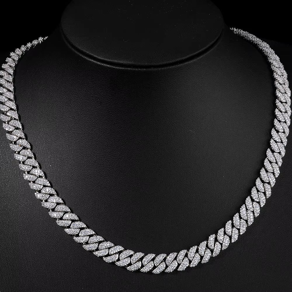 Luxury 3 Rows Cuban Chain 10Mm Width Flip Buckle Design Full Iced Out Zircon Hip Hop Fine Jewelry - MCROONS.COM