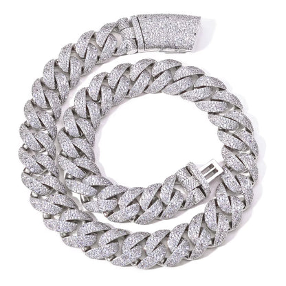 Luxury Curved Flip Buckle Cuban Chain 22MM Iced Out Zircon Diamond Necklace for Men Women Hip Hop Jewelry - MCROONS.COM