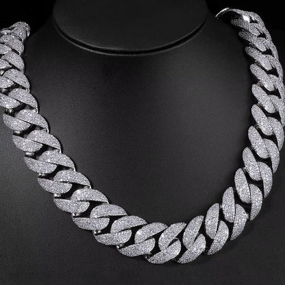 Luxury Curved Flip Buckle Cuban Chain 22MM Iced Out Zircon Diamond Necklace for Men Women Hip Hop Jewelry - MCROONS.COM