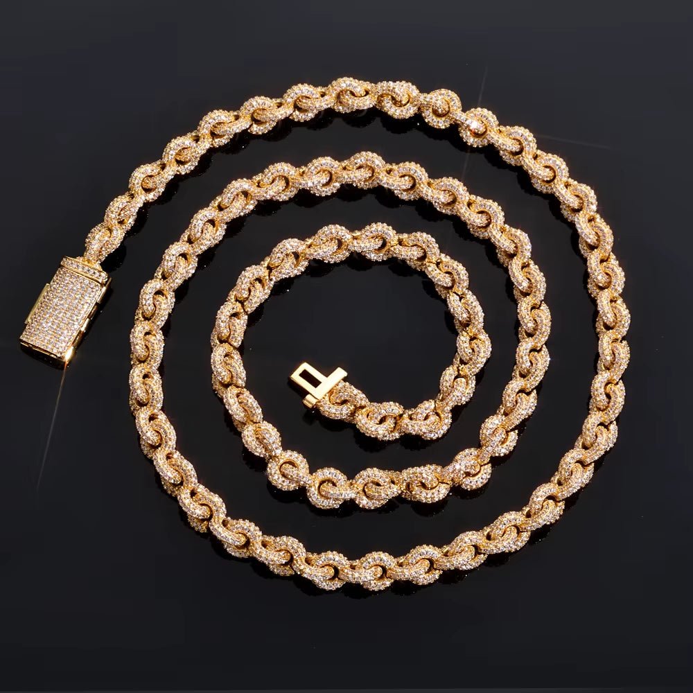 Luxury Flip Buckle Necklace for Men O Shaped Chain Design Full Iced Out Zircon Diamond Hip Hop Fine Jewelry - MCROONS.COM