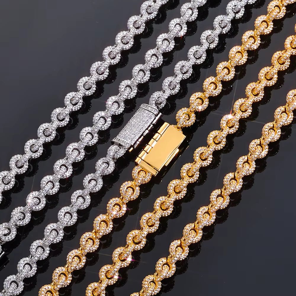 Luxury Flip Buckle Necklace for Men O Shaped Chain Design Full Iced Out Zircon Diamond Hip Hop Fine Jewelry - MCROONS.COM