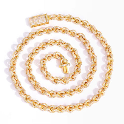 Luxury Flip Buckle Necklace for Men O Shaped Chain Design Full Iced Out Zircon Diamond Hip Hop Fine Jewelry - MCROONS.COM